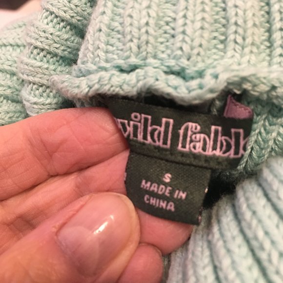 Wild Fable Cropped Sweater Cowl Neck Ribbed Knit Long Sleeve Turquoise NWT Sz S - Picture 5 of 8